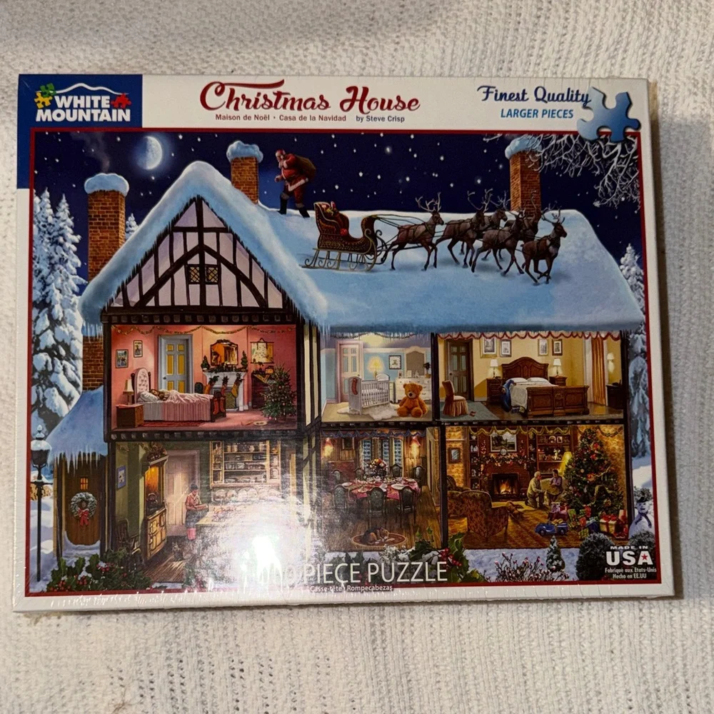 White‎ Mountain Festive “Christmas House” Puzzle Holiday NEW